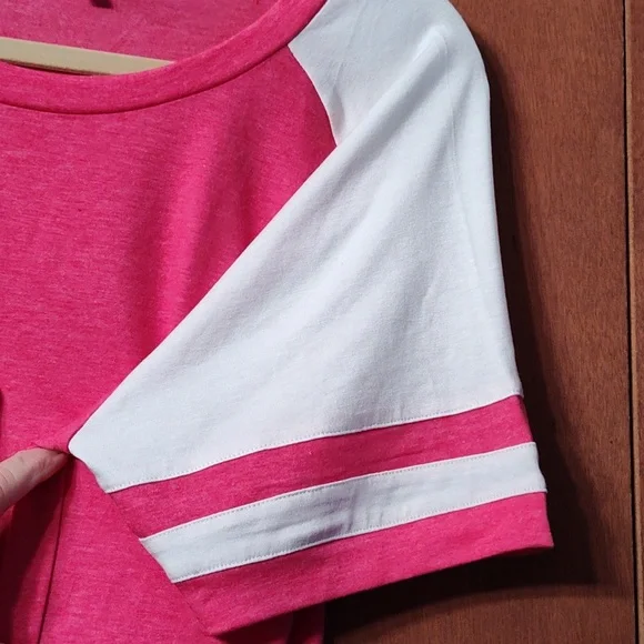 Hot Pink and White Sporty Tee - Picture 2 of 4